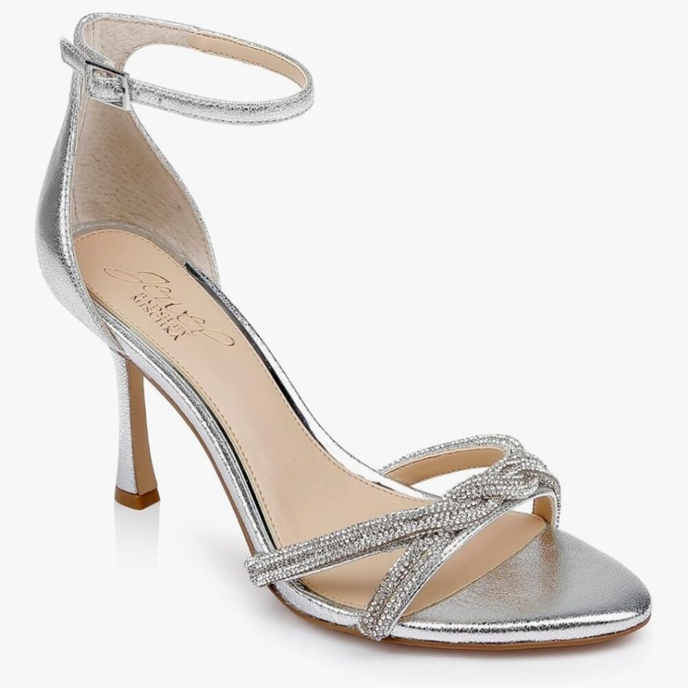 Jewel Badgley Mischka Vani Glitter Strap Stiletto